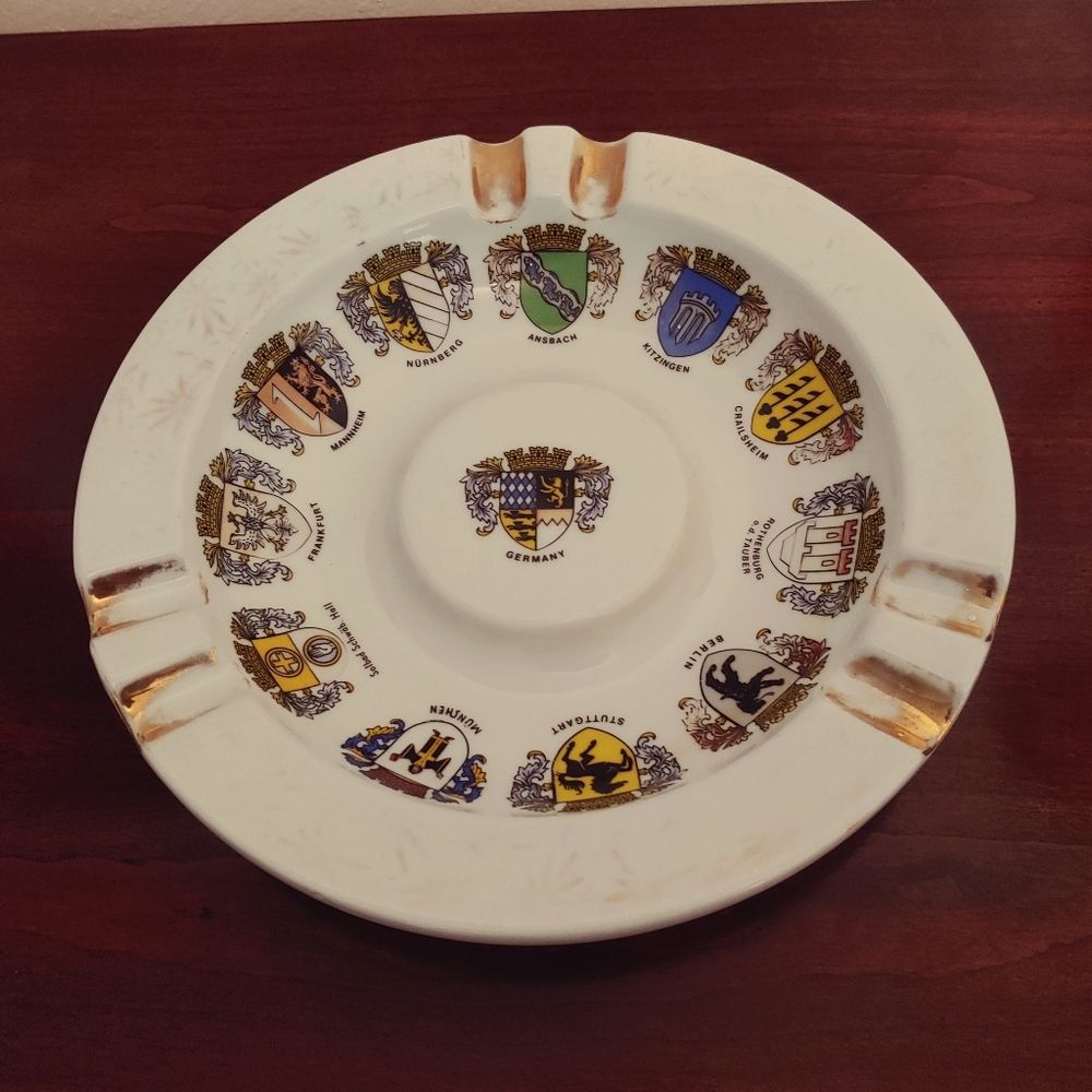 VTG German Cities Crest Ashtray 10.25"